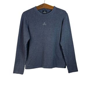 Prana Women's Crewneck Pullover Long Sleeve Sweater Gray Logo Size M
